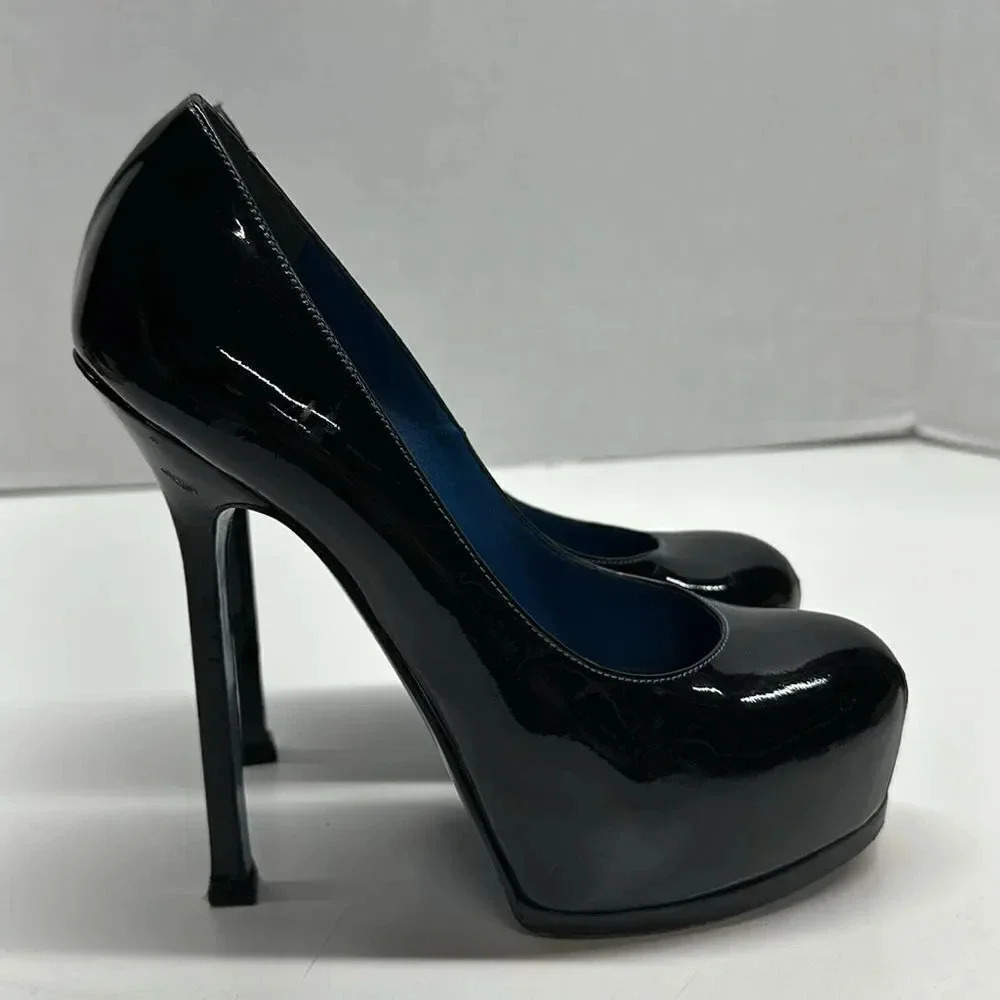 Yves Saint Laurent YSL Tribute Pump High Heels Patent Leather Black Size 36 US 6 - Picture 3 of 17